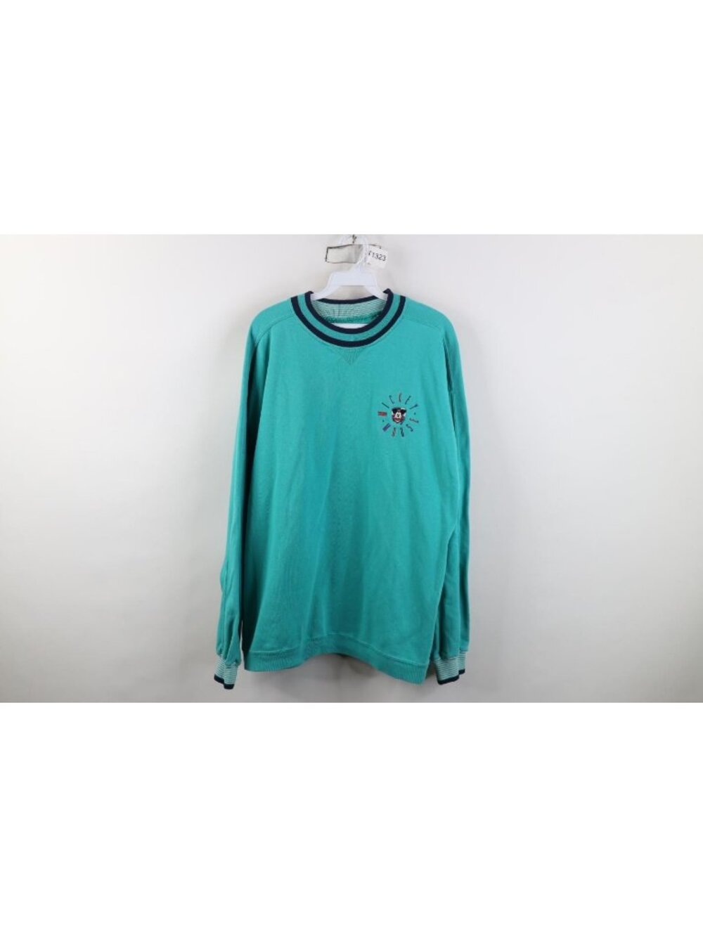 Vtg 90s Disney Mickey Mouse Crewneck Sweatshirt Mens Size M Teal Faded Spell Out